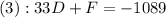 (3):33D+F=-1089