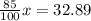 \frac{85}{100}  x= 32.89