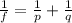 \frac{1}{f}=\frac{1}{p}+\frac{1}{q}