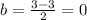 b=\frac{3-3}{2}=0