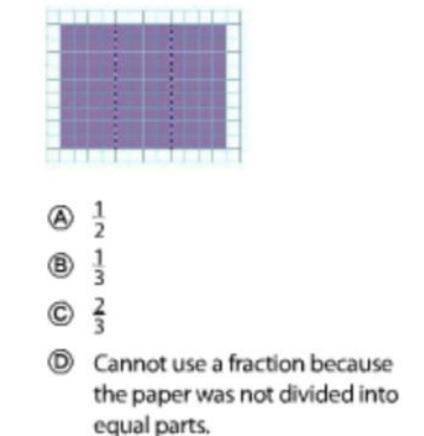 Frankie folded a piece of paper 12 inches by 9 inches into sections as shown below. What fraction of