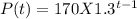 P(t)=170X1.3^{t-1}