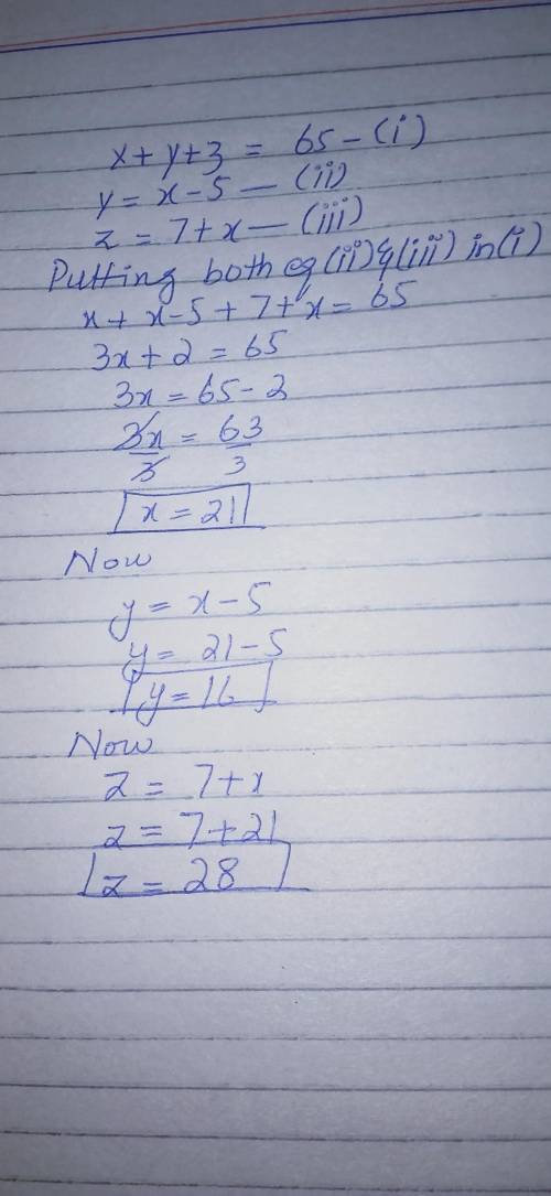 The perimeter of a triangle is 65 meters. The second side is 5 meters less than the first side The t