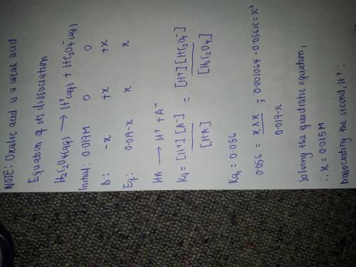 Suppose a aqueous solution of oxalic acid () is prepared. calculate the equilibrium molarity of . yo