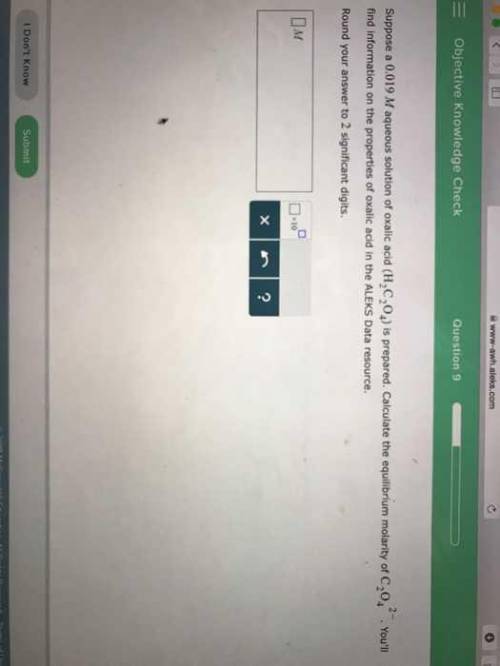 Suppose a aqueous solution of oxalic acid () is prepared. calculate the equilibrium molarity of . yo