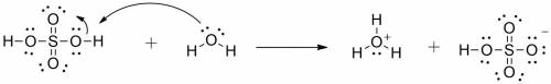 Draw a mechanism for the protonation of water in sulfuric acid. Write out the structures of water an