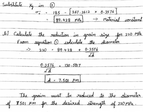 The average grain diameter of an aluminum alloy is 14 mu m with a strength of 185 MPa. The same allo