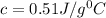 c=0.51J/g^0C