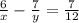 \frac{6}{x}-\frac{7}{y}=\frac{7}{12}