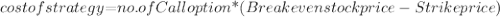 cost of strategy $=$ no. of Call option $*$ (Break even stock price - Strike price)