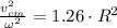 \frac{v_{cm}^{2}}{\omega^{2}}=1.26\cdot R^{2}