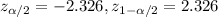 z_{\alpha/2}=-2.326, z_{1-\alpha/2}=2.326