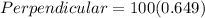 Perpendicular= 100(0.649)