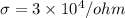 \sigma=3\times 10^4/ohm