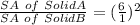 \frac{SA \ of \ Solid A}{SA \ of \ Solid B}=(\frac{6}{1})^2