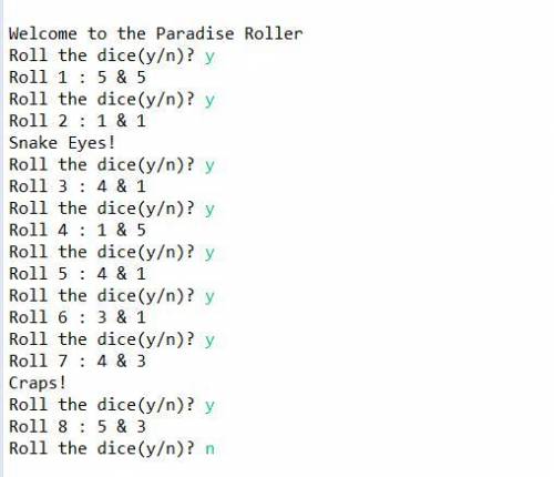 Do not add additional methods to the Die or PairOfDice classes. The data about the rolls is not bein