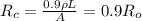 R_c=\frac{0.9\rho L}{A}=0.9R_o