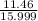 \frac{11.46}{15.999}