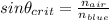 sin \theta_{crit} = \frac{n_{air} }{n_{blue} }