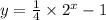 y =  \frac{1}{4}  \times  {2}^{x}  - 1