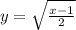 y=\sqrt{\frac{x-1}{2} }