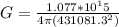 G= \frac{1.077*10^15}{4 \pi (431081.3^2)}