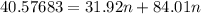 40.57683=31.92n+84.01n