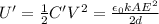 U'=\frac{1}{2}C'V^2=\frac{\epsilon_0 k AE^2}{2d}