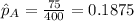 \hat p_A =\frac{75}{400}=0.1875