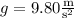 g=9.80\frac{\rm m}{\mathrm s^2}