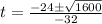 t=\frac{-24 \pm \sqrt{1600}}{-32}