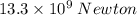 13.3 \times 10^9 \;Newton