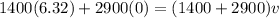 1400 (6.32) + 2900(0) = (1400 + 2900) v