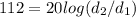 112 = 20log(d_{2} /d_{1})