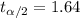 t_{\alpha/2}=1.64