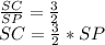 \frac{SC}{SP} = \frac{3}{2}\\ SC = \frac{3}{2} * SP