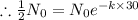 \therefore \frac12 N_0= N_0e^{-k\times 30}