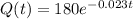 Q(t) = 180e^{-0.023t}