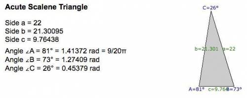 In Δ EFG , side E = 22, m < E= 81* and m < G = 26*. Find side G to the nearest tenth of an int