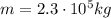 m=2.3\cdot 10^5 kg