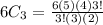 6C_3=\frac{6(5)(4)3!}{3!(3)(2)}