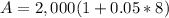 A=2,000(1+0.05*8)