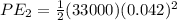 PE_{2} = \frac{1}{2}(33000)(0.042)^2