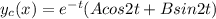 y_c(x)=e^{-t}(Acos2t+Bsin2t)