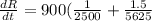 \frac{dR}{dt}=900(\frac{1}{2500}+\frac{1.5}{5625}