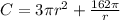 C=3\pi r^{2}+ \frac{162 \pi}{r}