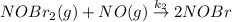 NOBr_2(g)+NO(g)\overset{k_2}{\rightarrow} 2NOBr