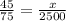 \frac{45}{75} =\frac{x}{2500}