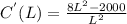 C^{'}(L)=\frac{8L^2-2000}{L^2}