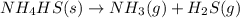 NH_{4}HS(s) \rightarrow NH_{3}(g) + H_{2}S(g)